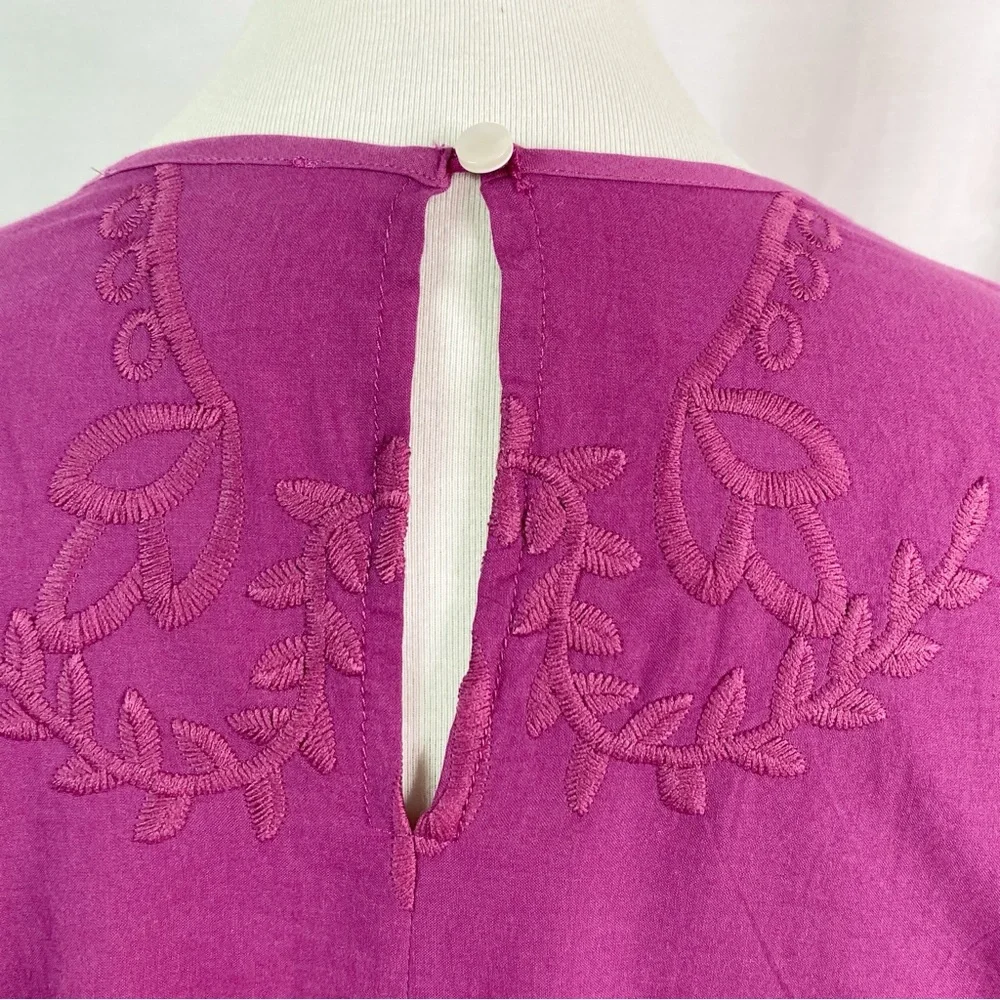 Anthropologie Chloe Oliver Purple Bell-Sleeve Lace Pullover Top Med